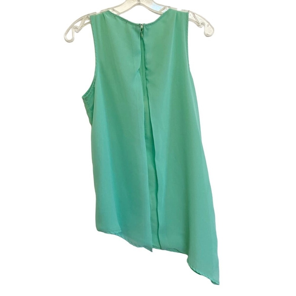 Gibson Womens Mint Green Sleeveless Asymmetrical Hem Layered Back Blouse Top - Picture 5 of 8